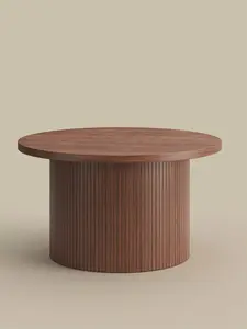 【Valentine's Day Gift】ONBRILL 31.5'' Round Coffee Table With Woodgrain Top And Tambour Shade Accents For Living Room