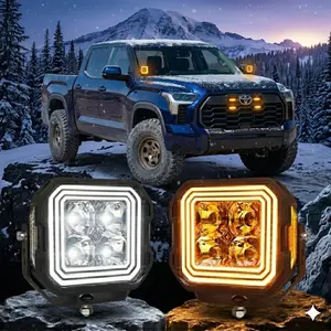5 inch Dual Color Offroad LED Pod Lights with White/Amber DRL and A Pillar Ditch | 150° Spot Flood Combo Driving Lights | IP69K Waterproof for 2022-2026 Toyota Tundra & Trucks