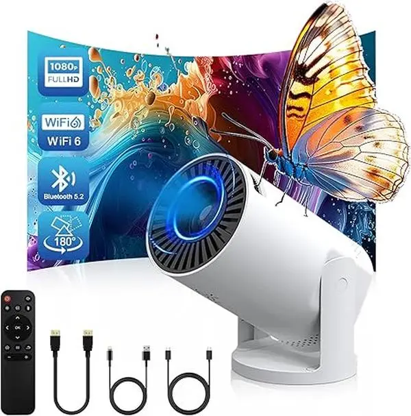 Mini Projector 1080P HD Portable Video Projector, 180° Rotatable, 17–130" Large Screen, 4K Supported, HDMI/USB, Compatible with Smartphone, Laptop & PC – Q5