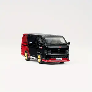 1pcs massdi 1:64 Scale For Toyota Hiace Alloy Car Model Diecast Toy Vehicle Collection Decoration Gift, Miniature Collectible Display Piece