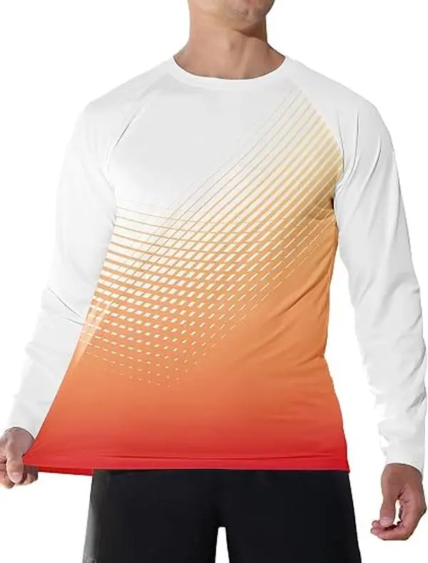 Men's Sun Protection Long Sleeve T Shirts UPF 50+ Rash Guard Shirts 4-Way Stretch, Quick Dry,Swim，Soft comfort Fabric, SPF, UV, Workout, Hiking, Fishing, Athletic, Running, Thumb Hole