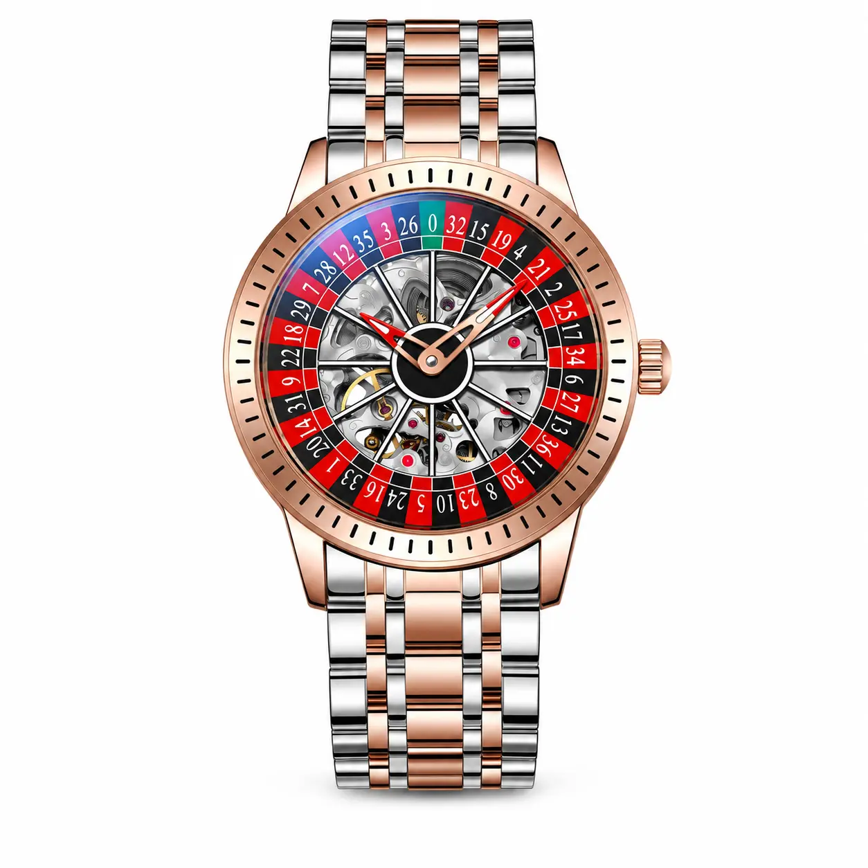 Luxury Skeleton Automatic Mechanical Wristwatch, Fashion Accessory