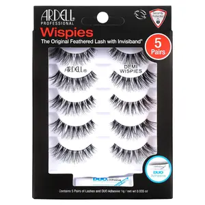 False Eyelashes Demi Wispies Black, 1 pack (6 pairs per pack) Makeup Cosmetic