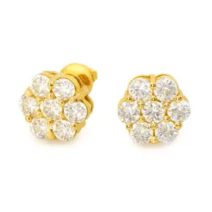 Moissanite Earrings Cluster Flower 925 Silver 3mm Earrings - Elegant Floral Design with Sparkling Stones for Everyday Wear