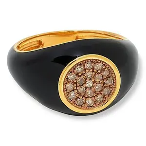 Rarities Fine Jewelry Rarities Gold-Plated .25ctw Diamond and Enamel Signet Ring