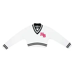 Cropped Varsity Sweater White