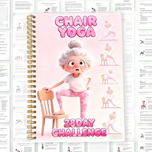 1PC  5.5*8.3 Inches Senior Chair Yoga Spiral Notebook, Yoga Guide, Low-intensity Exercises for Improving Strength Notebook