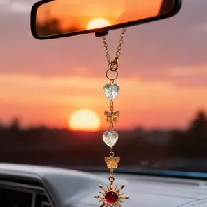 Sun Car Rearview Mirror Hanging Ornament, Vehicle Interior Pendant Decoration, Stylish Accessory for Your Dashboard