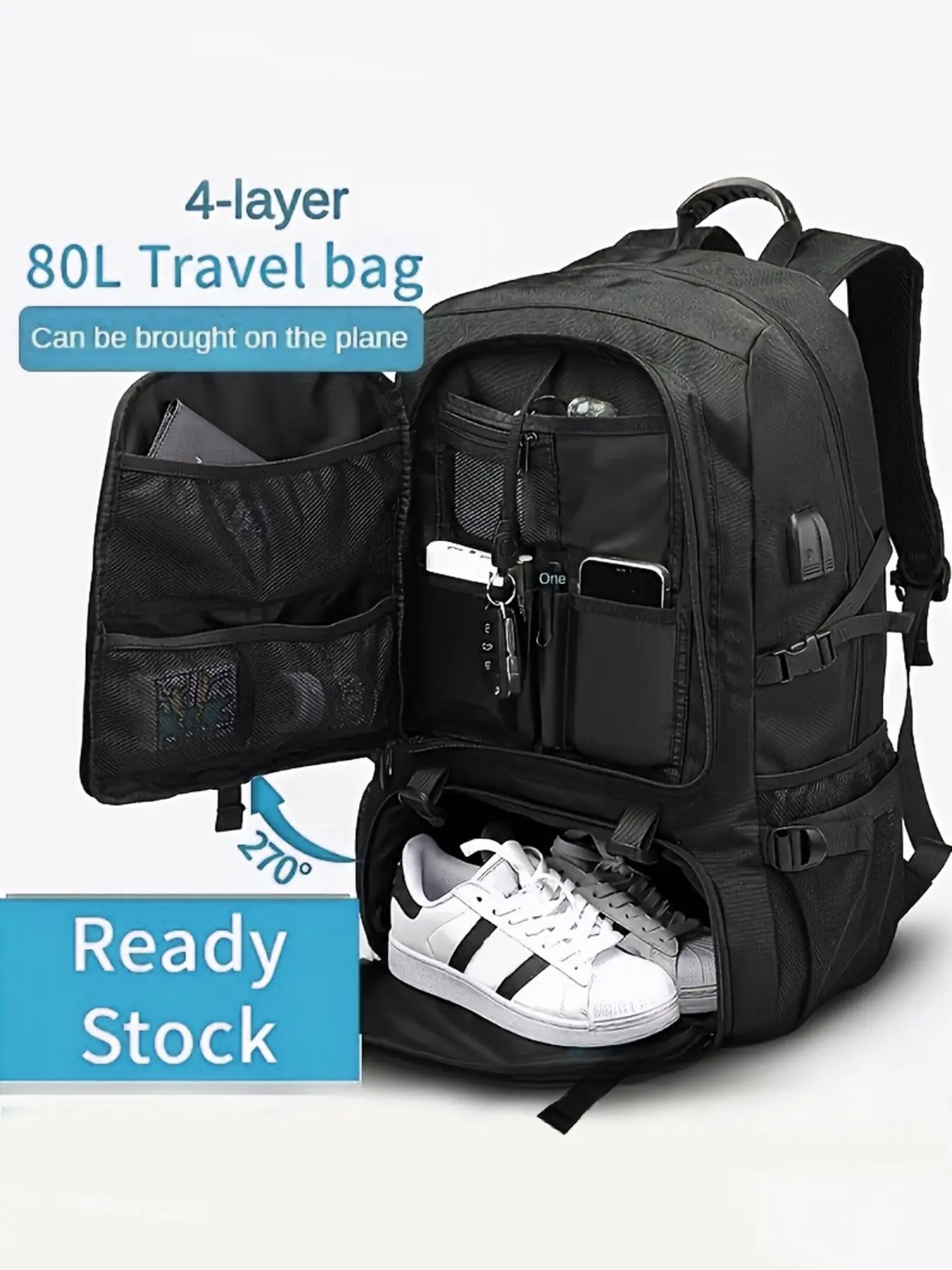 backpack with shoe compartment and laptop sleeve WITZMAN Men 3-in-1 Convertible Carry-On Travel Black Shoe Compartment Carry On Backpack For Women