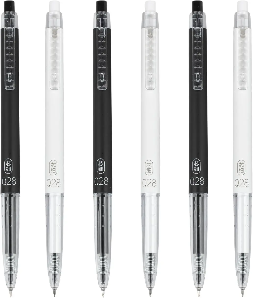 0.28mm Extra Fine Point Pen, Black Ink, Ball Point Pen for School, Office, Stationery Supplies 6 Packs