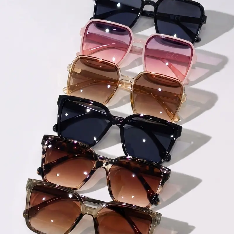 6 Pairs Fashion Sunglasses for Women, Fashionable Sunglasses, Metal & PC Frame, Casual Trendy Streetwear Style, for Daily Commute, Street Style, Vacation and Road Trip, Stylish All-Season Sunglasses