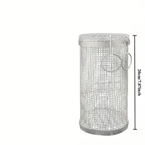 BBQ Basket Stainless Steel Rolling Grilling Basket Wire Mesh Cylinder Grill Basket Portable Round Outdoor Camping Barbecue Rack