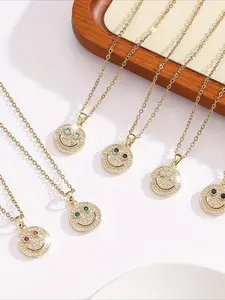Cute Smile Face Design Pendant Necklace, Fashion Jewelry for Party, Daily Clothing Decor, Trendy All-Match & Exquisite Jewelry for Birthday Gift, Fashionable Jewelry, Friendship Jewelry
