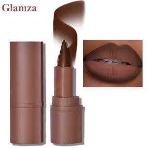 Glamza 2-in-1 Lip Liner and Lipstick Lip Combo Set, Matte Nude Dark Brown Red Lip Liner Creamy Lip Pencil Crayon, High Pigmented Long lasting Lipstick Makeup, 06# Coffee Bean