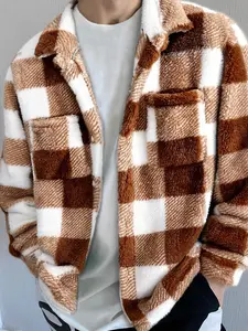 Men's Fashion Plaid Jacket, Casual Fitted Outerwear, Warm Comfortable Coat for All Seasons, Ideal for Outdoor Commuting