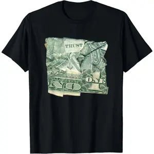 Dollar Bill Currency T-Shirt - Menswear, Shortsleeve, Casual Round Neck Streetwear Sports Top