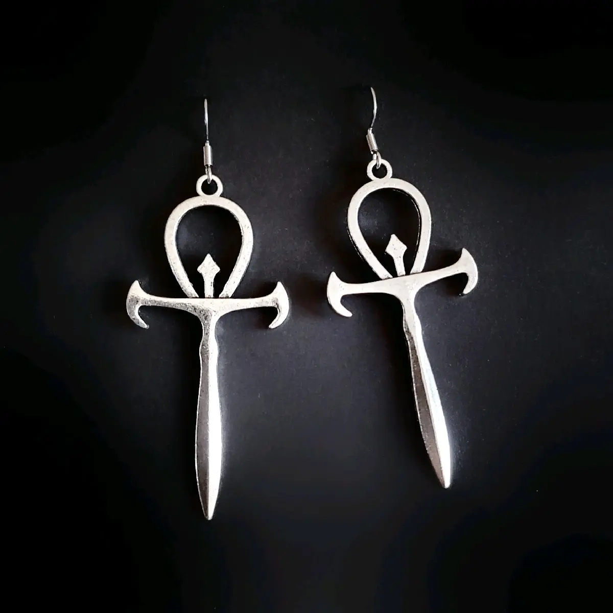 Silver Gothic Ankh Earrings Silver Gothic Ankh Earrings