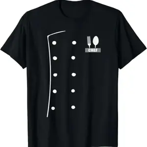 Humorous Chef Costume Coat and Cook Jacket Set for Cooking Cotton TShirt Men’s Wear
