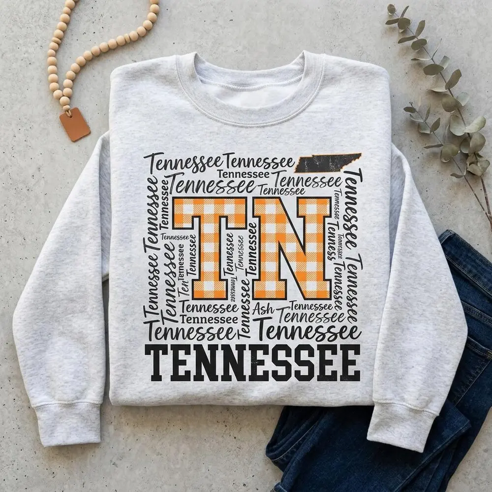 Tennessee Gingham Sweatshirt, TN State Pride Crewneck, Southern Style Sweater#554