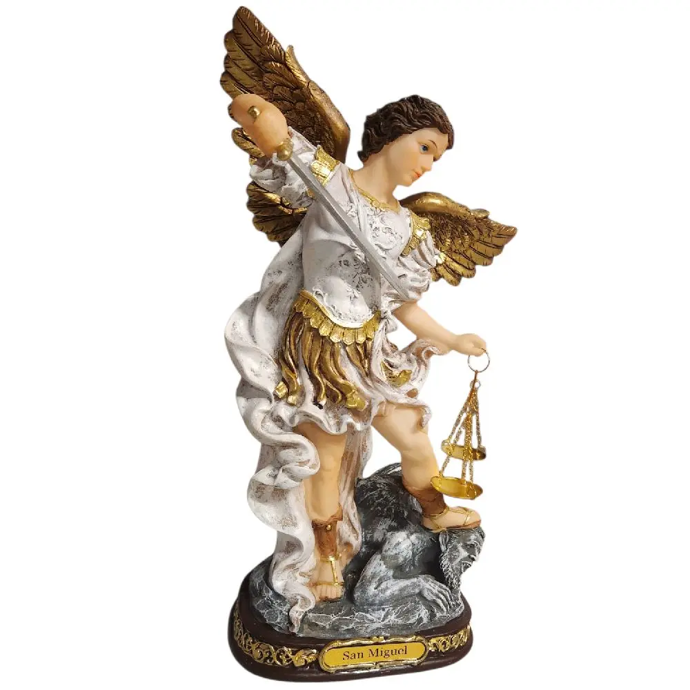 San Miguel Arcangel 12" Inches Tall Blanco o Bronce Con Balanza St-Statue St Michael Archangel Estatua Brand New Religious Decor Saint Protector Protects Against All Evil Ornaments Religious art image, home decor, wall decor, church events, gifts