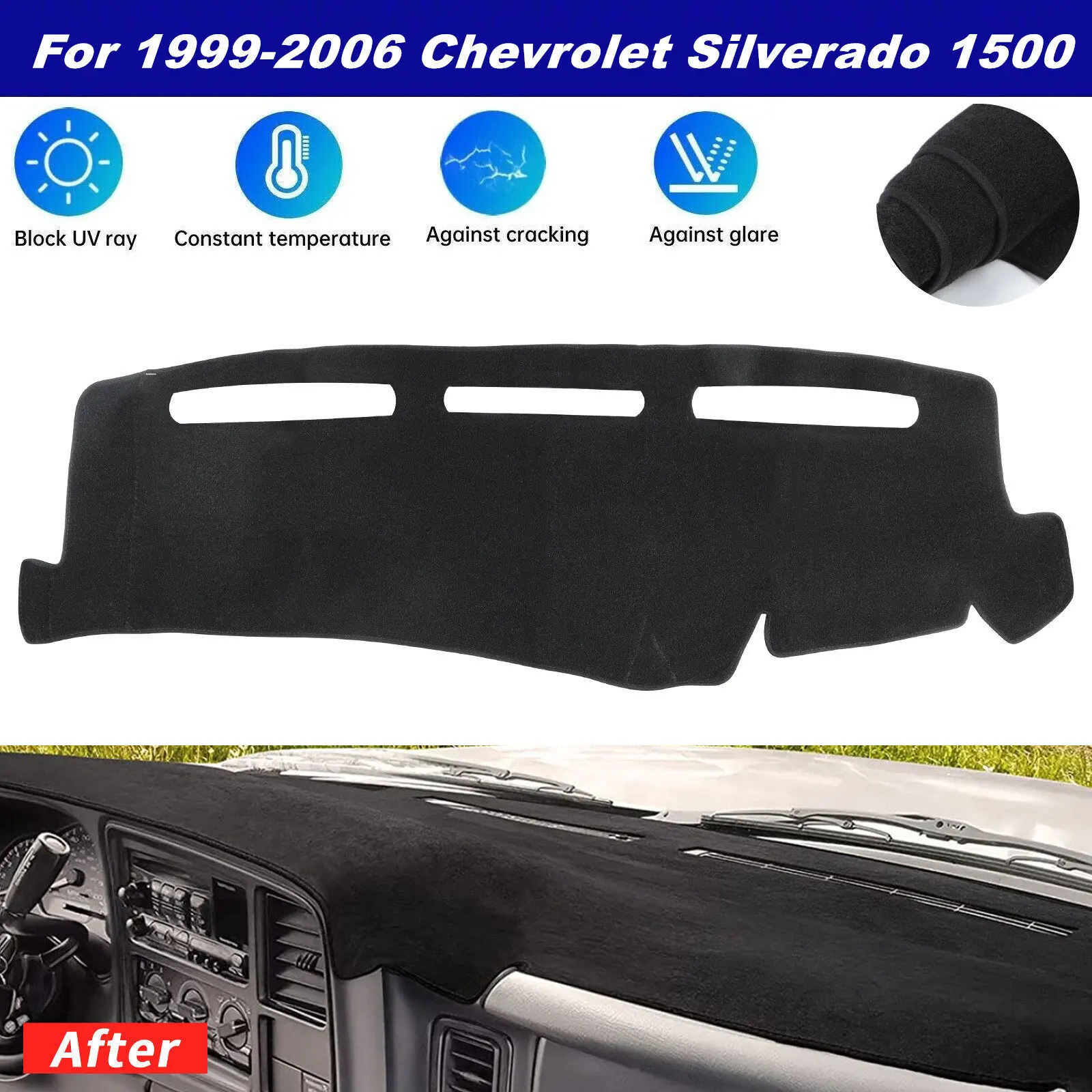 Car Dash Cover Mat Dashboard Pad for Chevy Silverado 1500 2500 Tahoe 2001-2006