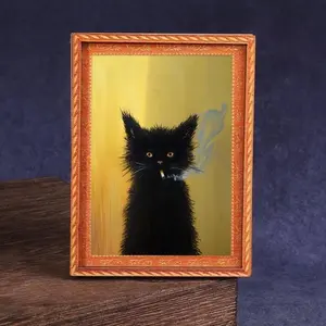 1pc/2pcs Smoking Cat Art Fridge Magnet, Antique Cat Art Fridge Magnet, Vintage Cat Fridge Magnet, Victorian Fridge Magnet, Weird Art Fridge Magnet, Storybook Funny Kitten Fridge Magnet, Retro Ganster Cat Fridge Magnet, Refrigerator Decorating Magnet