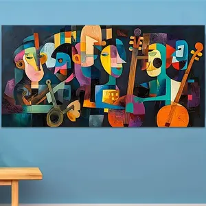 5D Diamond Painting Kit, DIY Handmade Gift Set, Dynamic Musician Playing Violin Guitar Design, Perfect for Home Decor & Art Projects