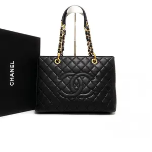 Pre-owned CHANEL Caviar Tote Bags Black Quilted GST Grand Shopping Tote