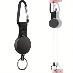 Wire rope easy to pull buckle webbing outdoor mountaineering telescopic easy to pull anti-loss key chain