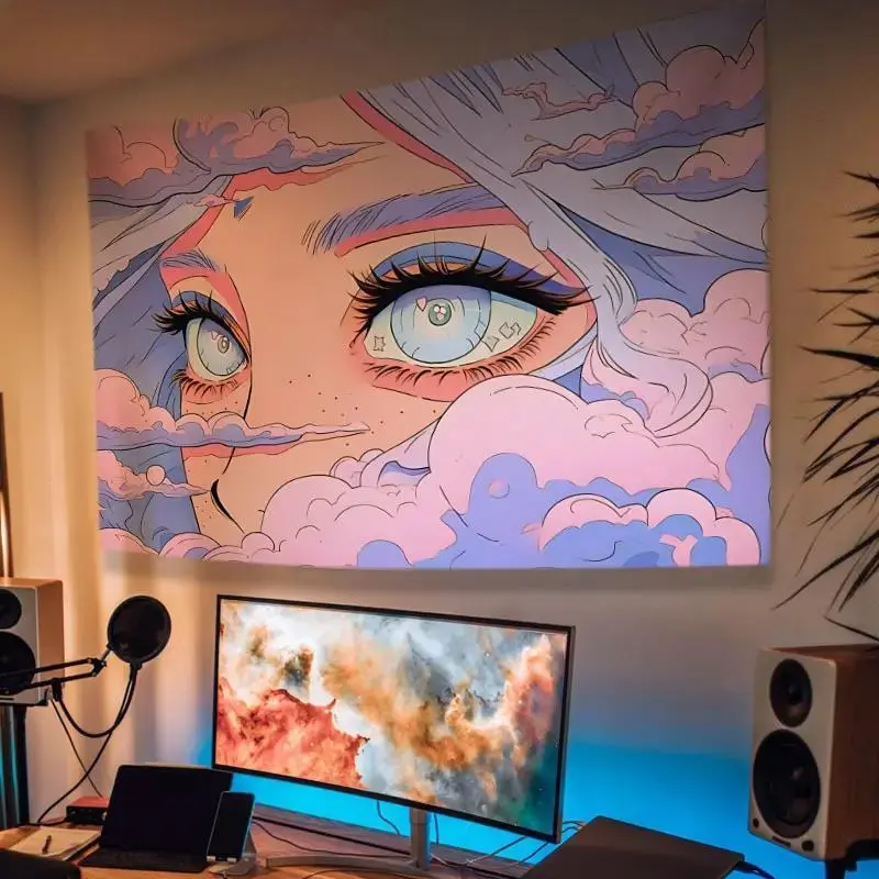 Ethereal Cloud Motif Velvet Polyester Tapestry - Luxurious Home Wall Decor,  Easy Installation, Ideal Housewarming Gift, Indoor Use，bedroom decor cool stuff for room leopard room decor anime room decor stuff for your room cheap bedroom decor tapestry