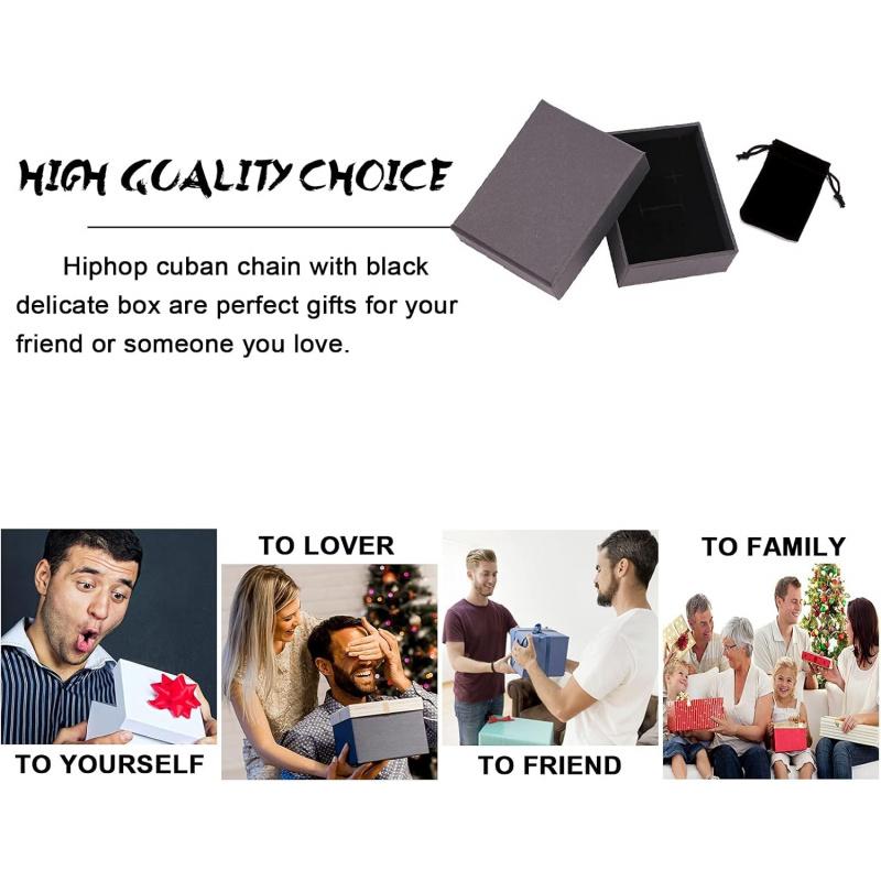 Cuban Link Chain for Men Women Iced Out Silver/Gold/Rose Gold Miami Cuban Necklace Bling Diamond Chain Hip Hop Jewelry with Gift Box