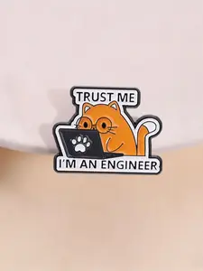 "trust Me I'm an Engineer" Enamel Pin, Programmer Theme Badge, Cat Design, Unique Fashion Accessory, Perfect Gift for Tech Lovers