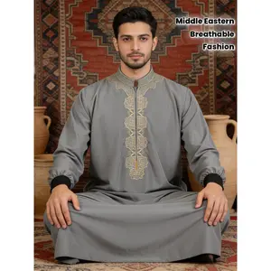 Middle Eastern Arabic Traditional Thobe, Traditional Attire, Breathable, Sweat-Absorbent, Luxurious Embroidery, Formal Wear for Banquets and Weddings - Spring, Summer, Autumn Fashion Item, Outfit for Holiday Celebrations