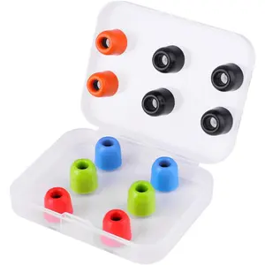 Earbuds Replacement Memory Foam Ear Tips for Ear Buds and Earphones, with Color Red Green Orange Blue Eartips, Washable, Isolates from Outside Noise, Extra Resistant, Size 4.9mm Earpads