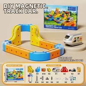 Magnetic Building Train Set, 66pcs 3D Magnetic Track Toy, DIY Puzzle for Kids, Educational Gift for Boys and Girls, New 2026 Model