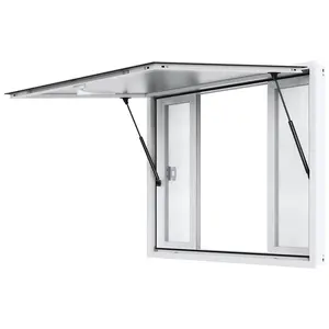 【Summervibes】VEVOR Concession Window for Food Truck, 48"x36" Aluminum Alloy Service Window, Up to 85 Degrees Serving Window with 4 Sliding Windows & Awning Door & Drag Hook, for Food Truck Concession Trailer