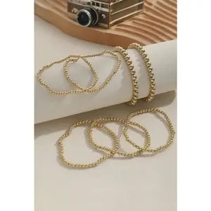 7pcs Set Beaded Bracelets Gold