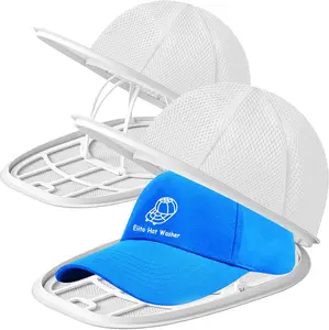 Eiito Hat Washing Cage for Baseball Caps - 2-Pack White, Compatible with Washing Machines and Dishwashers, Ideal for Flat and Curved Hats, Durable Mesh & Plastic, Secure Zipper Design, Simple to Use, Travel Friendly
