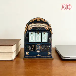 Wooden Annual Reading Count Display Set, Track Up to 999 Books, DIY Text with Base, Office Book Decor, Modern Design, Gift for Readers