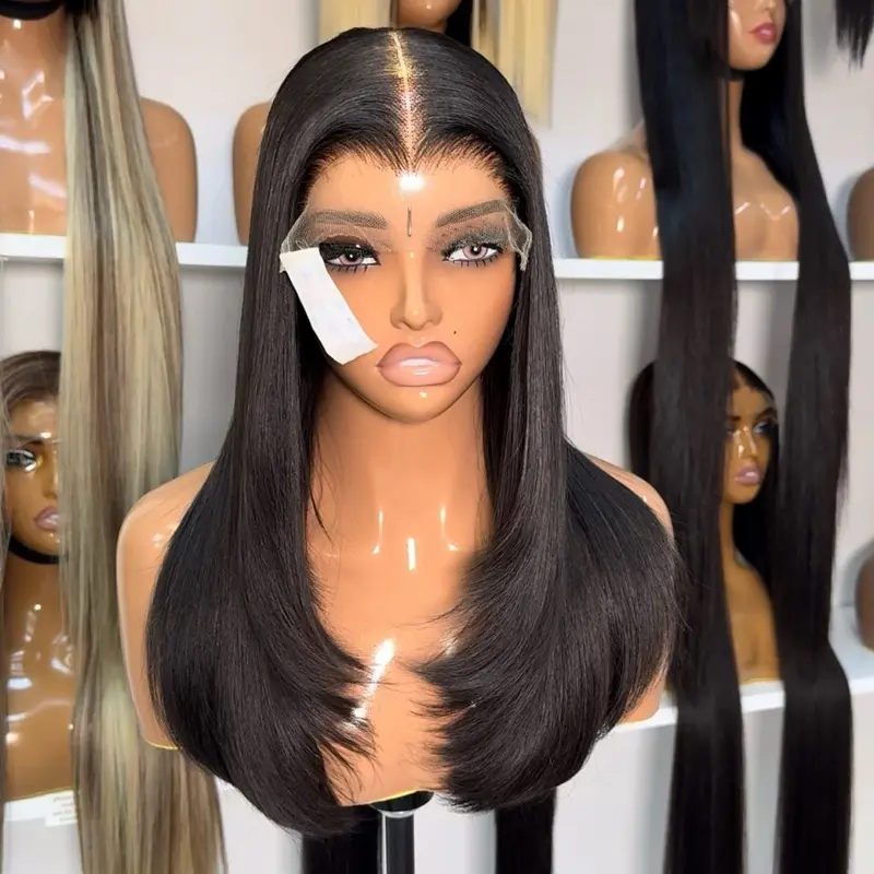 6x6 Closure Custom Layered Medium Bob Wig for Women Natural Look Straight Hair Style