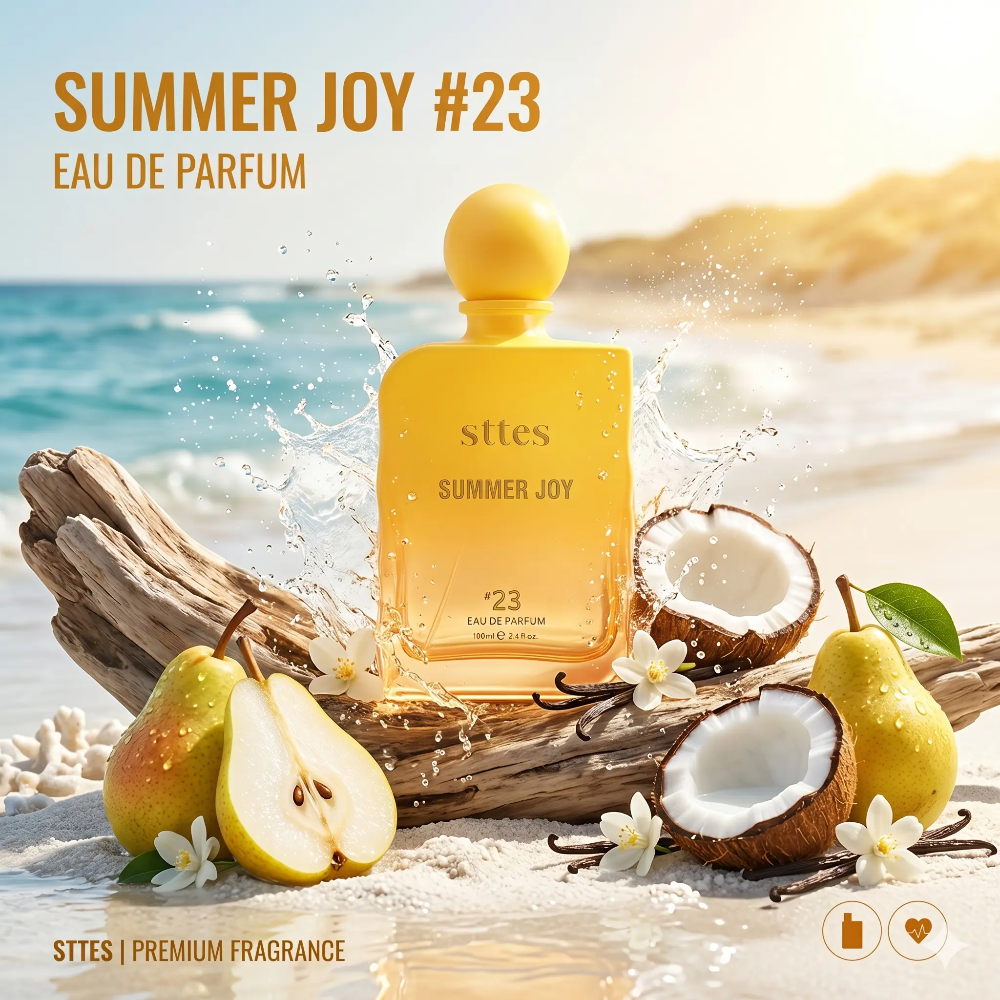 STTES Summer Joy #23 Eau De Parfum - Sweet Coconut, Vanilla & Pear Scent | Sun-Kissed Summer Fragrance for Women 100ml