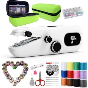 Handheld Sewing Machine for Beginners, Rechargeable Portable Sewing Machine with LCD, Mini Sewer Mending for , Crafting, DIY Projects, 3-speed Settings Sewing Machine, Complete Set.