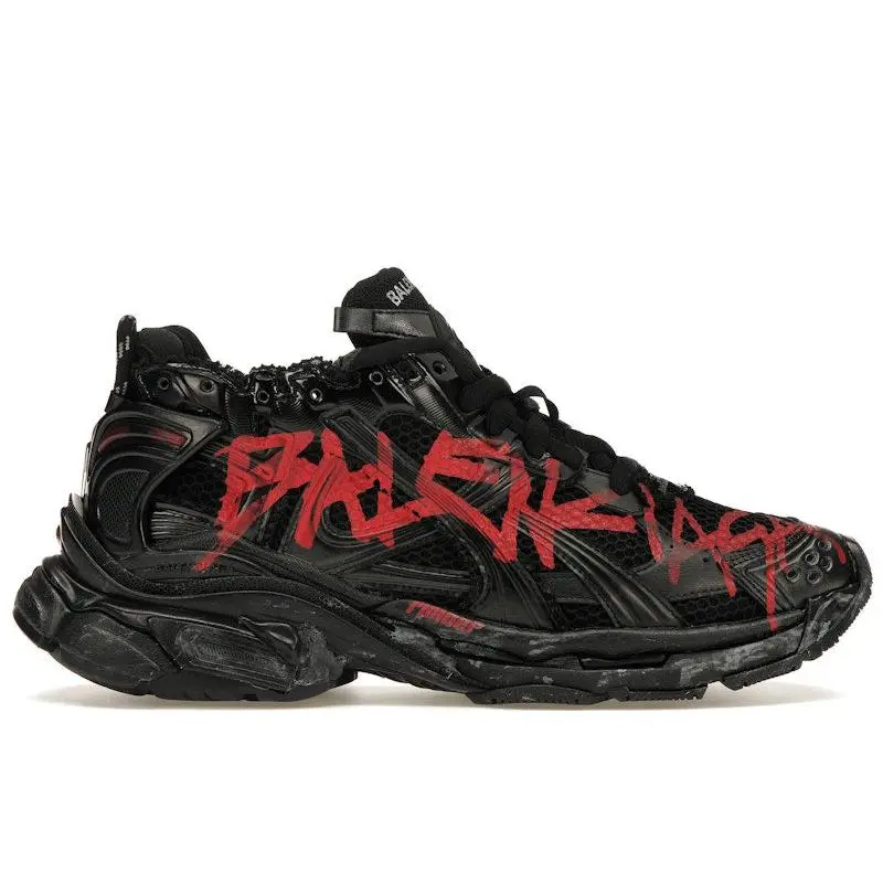 Balenciaga Men's Runner Graffiti Black Red, from StockX
