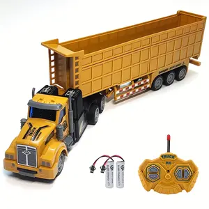 14" 1:48 Scale RC Dump Truck  Trailer - Yellow Mini Semi Toy  Flashing Lights, 2 Rechargeable Batteries, and Durable ABS Construction for Youngsters Ages 3-5Christmas gifts  birthday gifts Large F4U Corsair Plane Electric Floating Walking Car with LED