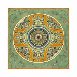 Flying Apsara  Silk Neck Scarf for Women – 100% Mulberry Silk Square Scarf, Dunhuang Oriental Art Print, Lightweight Luxury Wrap, Gift Ready (70x70cm / 27.5”) tiktokshopspringglowup