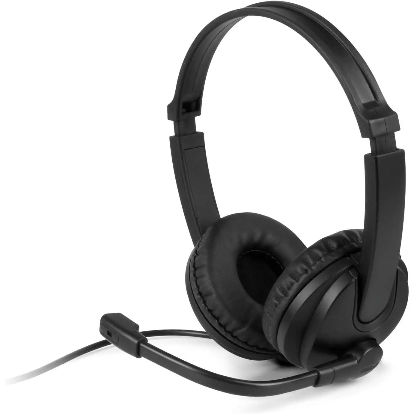 AWHU02FB Wired USB Electronic Over-Ear Stereo Headset - High Definition Sound Computer Headphones with Adjustable Headband, Noise Cancelling Boom Cord Mic, Soft Earpads for Desktops, Laptops, Gaming, Calls