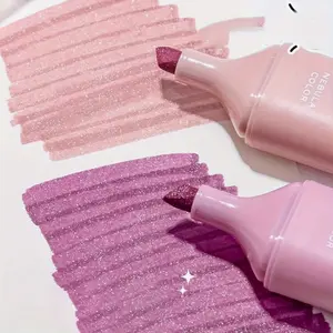 4/12 Nebula Color Glitter Highlighters, Shiny Glitter Highlighters, Multifunctional Glitter Pens, for Shiny Notes and Diaries, Smooth-Writing Pink, Suitable for Handmade Journals, DIY, and Painting