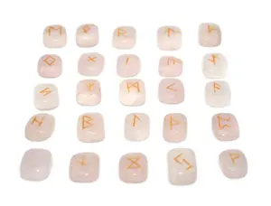 Auras by Osiris - Rune Gemstones Set with Engraved Elder Futhark Alphabet Divination, Crystal Healing Chakra (09: Rose Quartz Rune Sets)