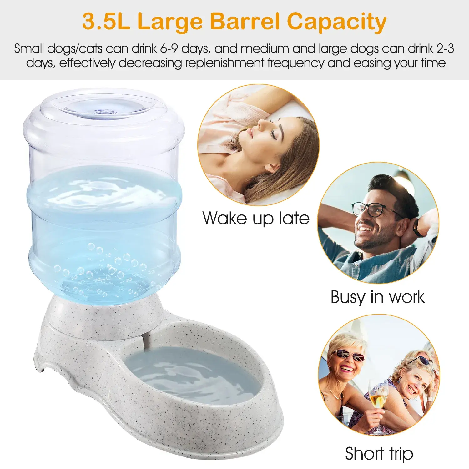 3.5L/1Gal Gravity Self-Dispensing Automatic Pet Waterer, Dog & Cat Feeding Supply Water Dispenser