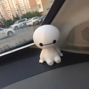 Car ornaments cute shaking his head big white robot doll car ornaments toy accessories Cute Car Decor